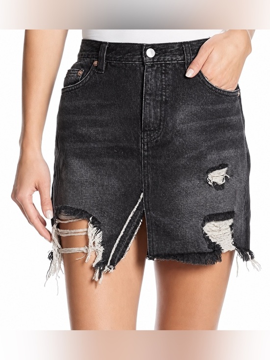 We The Free Dresses & Skirts - We the Free black denim distressed mini skirt, size 24